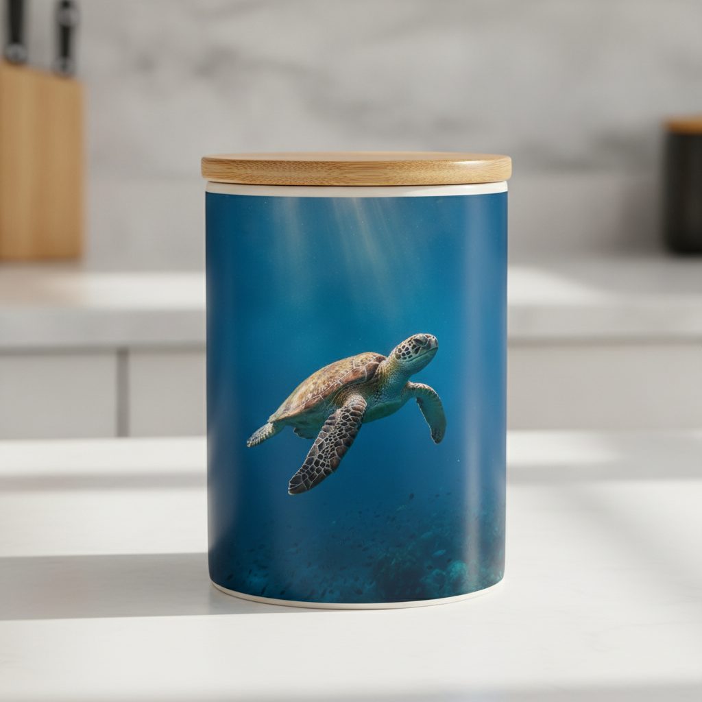 Sea Turtle Bamboo Canister